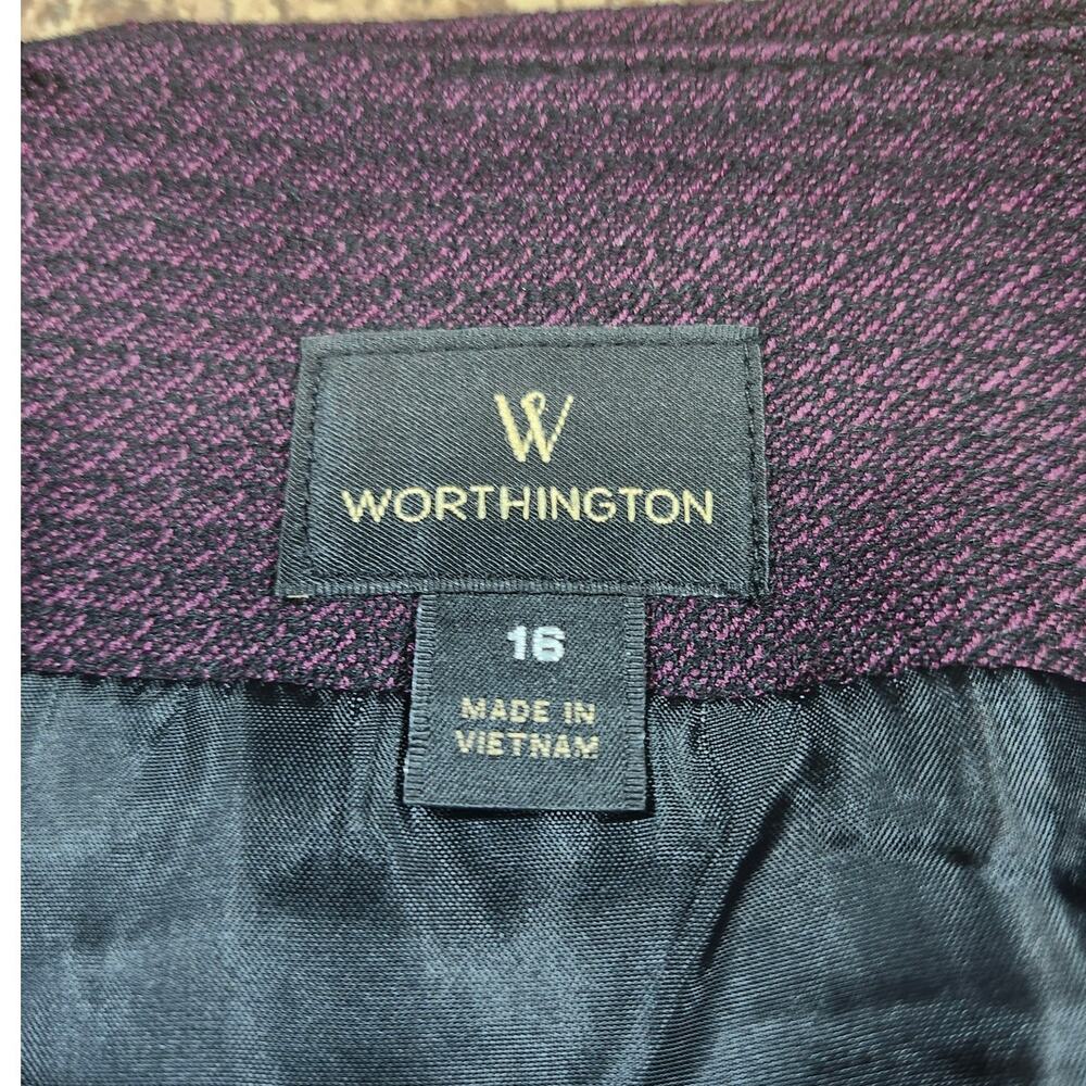 Worthington Straight Pencil Knee Length Skirt 16 Purple Lined Slit Career Wear - Picture 4 of 8